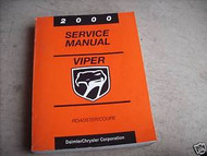 2000 Dodge Viper Coupe Roadster Service Shop Repair Manual FACTORY OEM 2000 BOOK