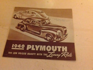 1940 Plymouth Full Line All Models SALES BROCHURE ORIGINAL NO REPRINT MOPAR OEM