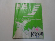 1987 Kawasaki KDX80 Motorcycle Owners Manual & Service Manual WATER DAMAGED OEM