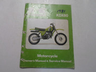 1981 Kawasaki KDX80 Motorcycle Owners Manual & Service Manual FACTORY WORN 81