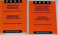 2000 CHRYSLER SEBRING CONVERTIBLE Service Shop Repair Manual SET W POWERTRAIN BK