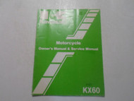 1985 Kawasaki KX60 Motorcycle Owners Manual & Service Manual MINOR WATER DAMAGE