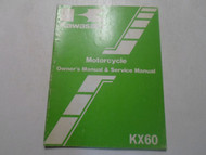 1986 Kawasaki KX60 Motorcycle Owners Manual & Service Manual MINOR WEAR FACTORY