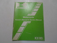 1983 Kawasaki KX 80 Motorcycle Owners Manual Service Manual FADED DAMAGED OEM