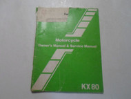 1985 Kawasaki KX80 Owners Manual & Service Manual DAMAGED STAINED FACTORY OEM 85
