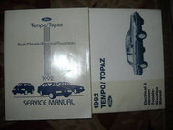 1992 Mercury Topaz & Ford Tempo Repair Service Shop Manual Set OEM W EVTM 1992