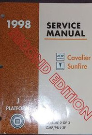 1998 CHEVY CAVALIER SUNFIRE SECOND EDITION Service Shop Repair Manual VOLUME 2