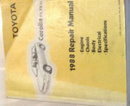 1988 TOYOTA COROLLA FX & FX16 Service Shop Repair Workshop Manual OEM 1988