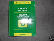 1998 Chrysler Sebring Convertible Service Shop Repair Manual FACTORY OEM BOOKS