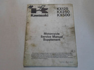1989 Kawasaki KX125 KX250 KX500 Motorcycle Service Manual Supplement STAINED