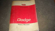 1968 Dodge Polara Monaco Service Repair Shop Manual Oem