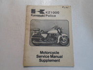 1980 Kawasaki KZ1000 Police Motorcycle Service Manual Supplement WATER DAMAGED