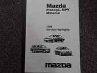1998 Mazda MPV Millenia Protege Service Highlights Repair Shop Manual OEM BOOK