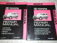 2003 Toyota SEQUOIA Service Repair Shop Manual SET OEM FACTORY DEALERSHIP NEW