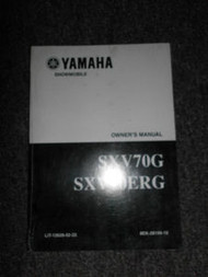 2002 Yamaha Snowmobile SXV70G SXV70ERG Owners Manual FACTORY OEM NEW BOOK 02