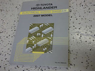 2007 Toyota HIGHLANDER Electrical Wiring Diagram Service Shop Repair Manual EWD