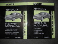 2003 TOYOTA CAMRY SOLARA Service Repair Shop Manual Set 2 VOLUME HUGE OEM
