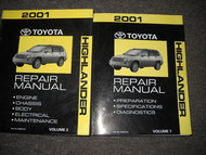 2001 TOYOTA HIGHLANDER Service Shop Repair Manual Set W EWD & TRANSAXLE BOOK OEM