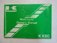1990 Kawasaki KX 60 Motorcycle Owner's Manual KAWASAKI KX60 OEM USED 90 OWNERS