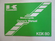 1988 Kawasaki KDX 80 Motorcycle Owner's Manual KDX80-C5 KAWASAKI OWNERS OEM USED