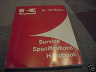 1991 1992 Kawasaki Service Specifications Handbook Manual FACTORY OEM WORN