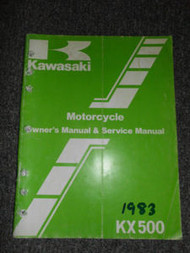 1983 Kawasaki KX500 Motorcycle Owners Manual & Service Manual WORN OEM BOOK 83