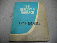 1961 Ford Mercury & Monarch Service Shop Repair Manual