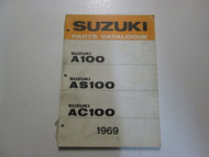 1969 Suzuki A100 AS100 AC100 Parts Catalog Manual DAMAGED STAINED FADED OEM 69