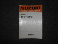 1974 Suzuki Motorcycle RV125 RV 125 Parts Catalog Manual Book OEM 