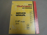 1975 Johnson Outboards Service Shop Repair Manual 2 HP 2R75 OEM Boat 