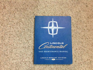 1965 FORD LINCOLN CONTINENTAL Maintenance Service Repair Shop Manual NEW 1965