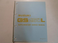1988 Suzuki Motorcycle GS450L Supplementary Service Manual P/N 995013407003E 88