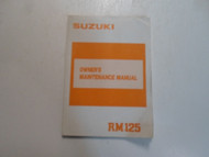 1988 Suzuki RM125 Owners Maintenance Manual WORN STAINED OEM BOOK 88 DEALERSHIP 