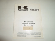 1991 1992 1993 Kawasaki KDX200 Motorcycle Service Shop Manual Supplement NEW