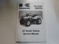 1992 1993 1994 1995 Kawasaki KLF220 BAYOU ATV Service Repair Manual NEW FACTORY 