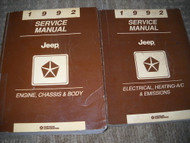 1992 Jeep Cherokee Wagoneer Wrangler Service Shop Repair Manual Set DEALERSHIP 