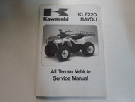 1996 1997 1998 1999 Kawasaki KLF220 BAYOU ATV Service Repair Manual NEW FACTORY 