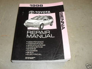 1998 Toyota Sienna VAN Service Shop Repair Manual FACTORY OEM 98 FACTORY BOOK