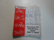 2000 Suzuki Motorcycle & ATV Ready Reference Manual Y Models FACTORY OEM BOOK 00