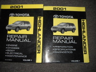 2001 TOYOTA HIGHLANDER SUV TRUCK Service Shop Repair Manual Set 2 VOL 2001 OEM
