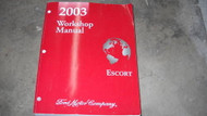 2003 Ford Escort Service Repair Shop Workshop Manual 03 Factory OEM Book