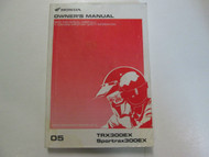 2005 Honda TRX300EX SportTRAX300EX Owners Manual Factory OEM Book Used 05