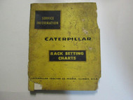 Caterpillar Rack Setting Charts Service Information Manual USED OEM CAT DAMAGED