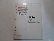 1996 Honda ATV Motorcycle Warranty Flat Rate Manual MINOR STAINS WEAR FACTORY 96