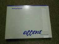 2000 HYUNDAI ACCENT Illustrated Service Parts Catalog Part Number 00905-Q0010