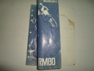 1992 Suzuki RM80 Owners Service Manual WATER DAMAGED TEARS FACTORY OEM DEAL 92