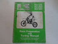 1986 Kawasaki KX125 250 500 Race Prep Tuning Manual WORN WATER DAMAGE STAINED