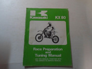 1986 Kawasaki KX80 KX 80 Race Prep & Tuning Manual WATER DAMAGED MINOR WEAR OEM