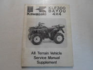 1989 Kawasaki KLF300 BAYOU 4X4 ATV Service Manual Supplement WORN STAINED DEAL