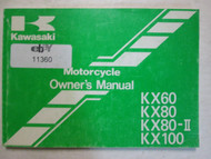 1999 Kawasaki KX60 KX80 KX80-II KX100 Motorcycle Owners Operators Owner Manual x